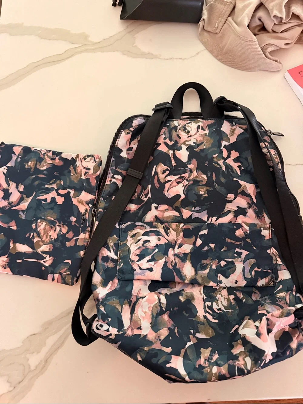 Tumi Voyageur Floral-Print Backpack in Navy and Pink - Picture 5 of 5